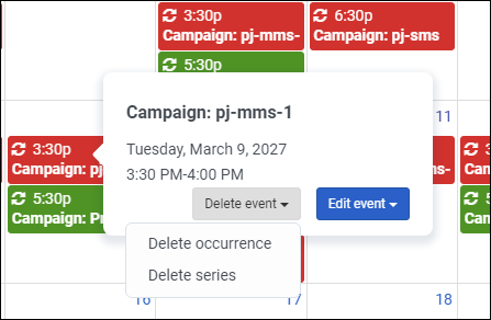 Figures shows removing a recurring event