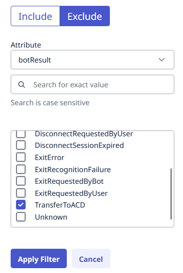 Exclude a filter