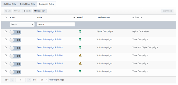 Figure shows the elements to configure for the campaign rules view.