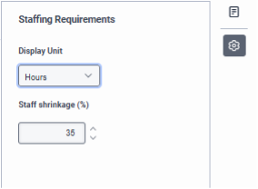 Settings tab with selection of hours