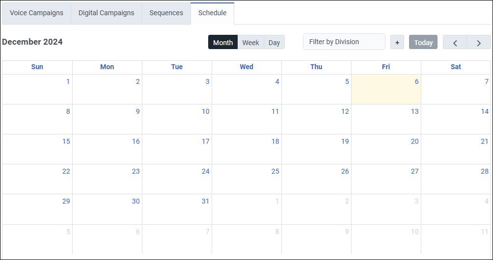 Figure shows the campaign schedule view.