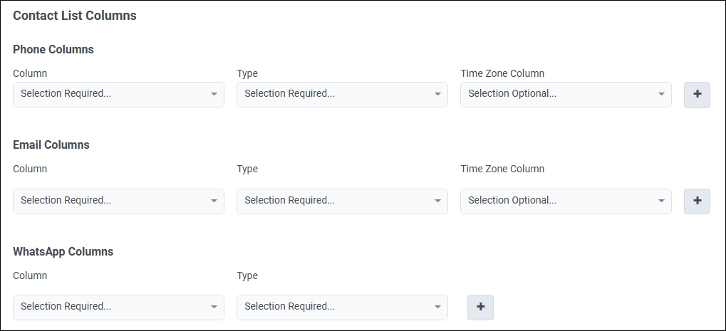 Figure shows the Contact List Columns to use when creating a contact list