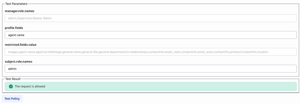 Shows example data for the Cannot update certain user fields template
