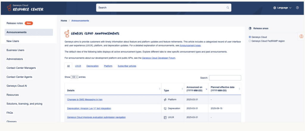 Announcements - before