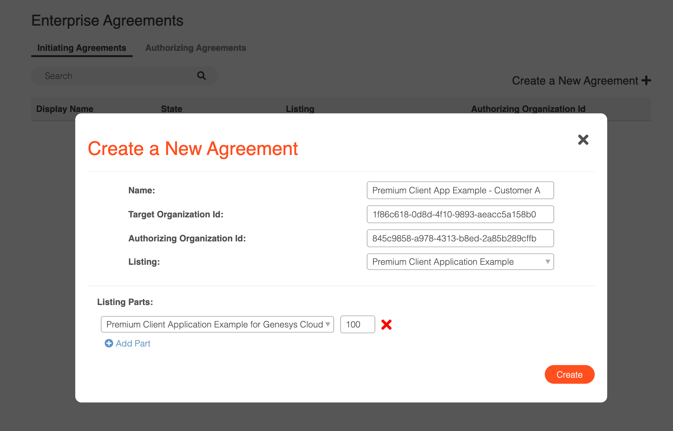 Create a new agreement