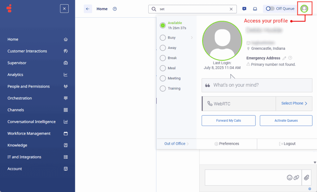 Access your profile