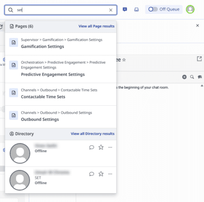 New navigation search results