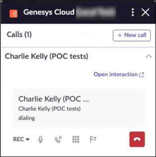 This image is a screenshot of the Genesys Cloud interaction screen in the ServiceNow UI.