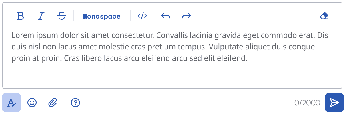 The Genesys Cloud rich text toolbar for Facebook messages