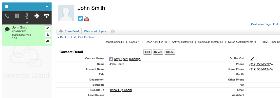 Click to enlarge. Screen pop example based on URL match