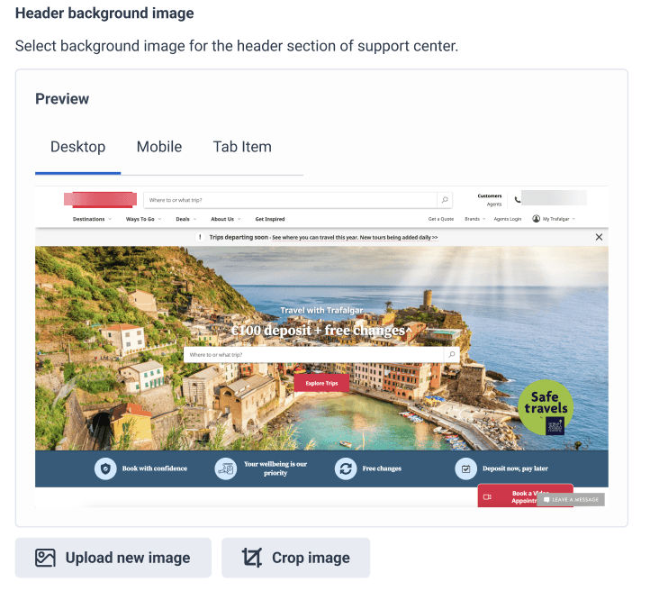 Click to enlarge. Header background image for support center